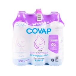 COVAP Leche de vaca semidesnatada y sin lactosa, de origen 100% español 6 x 1.5 l.