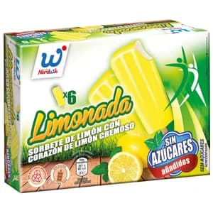 NORDWIK Polo de sorbete de limón con corazón de limón cremoso 6 x 75 ml.