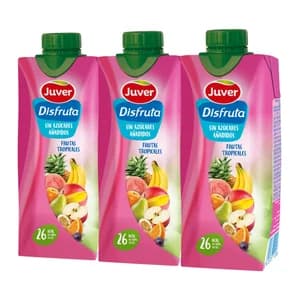 JUVER Néctar de frutas tropicales, sin azúcares añadidos JUVER DISFRUTA brick de 3 uds x 33 cl.