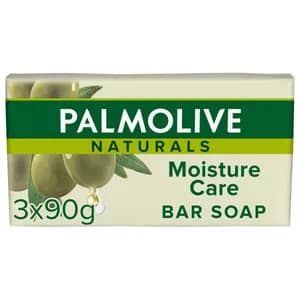 PALMOLIVE Naturals moisture care Jabón hidratante en pastilla, enriquecido con extracto de oliva 3 x 90 g.