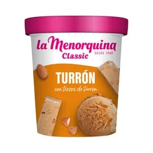 LA MENORQUINA Classic Tarrina de helado de turrón con trozos de turrón 450 ml.