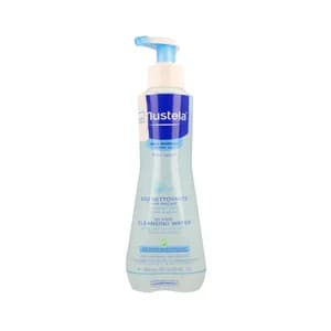 MUSTELA Agua limpiadora sin aclarado, para cara y zonas del pañal MUSTELA 300 ml.