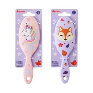 COSMIA Cepillo redondo con puas de color y simpático y bonito diseño infantil.