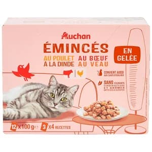 PRODUCTO ALCAMPO Comida húmeda para gatos de gelatina de carne 12 x 100 g.
