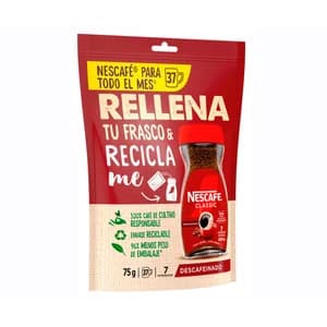 NESCAFÉ Classic Café soluble descafeinado, doypack 75 g.