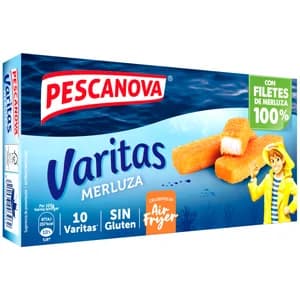 PESCANOVA Varitas de merluza empanadas sin gluten 300 g.
