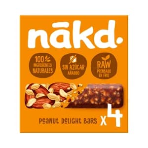 NÁKD Barritas de cacahuetes con fruta y frutos secos, 100% ingredientes naturales y sin azúcares añadidos 4 uds. 140 g.