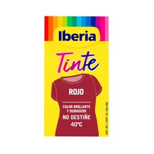 IBERIA Tinte para ropa de color rojo (permite teñir a baja temperatura 40ª) IBERIA 20 g. colorante + 50 g. fijador