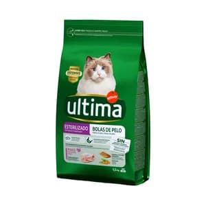 ULTIMA Pienso para gatos esterilizados a base pavo y cebada, control de bolas de pelo bolsa 1,5 kg.