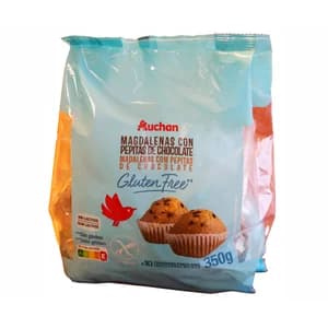 PRODUCTO ALCAMPO Magdalenas con pepitas de chocolate, sin gluten 350 g.