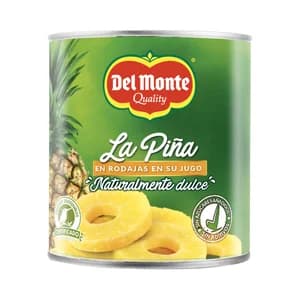 DEL MONTE Piña en su jugo cortada en rodajas y sin azúcares añadidos 510 g.