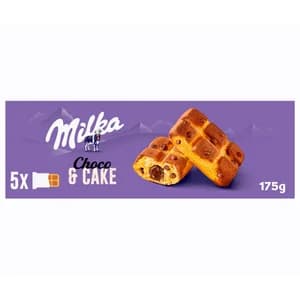 MILKA Bizcocho con pepitas de chocolate con leche y relleno de chocolate 6 uds. 175 g.