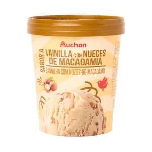 AUCHAN Tarrina de helado de vainilla de macadamia 500 ml. 350 g. Producto Alcampo.
