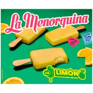 LA MENORQUINA Helado polo de limón 4 x 100 ml.