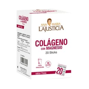 ANA MARIA LAJUSTICIA® Complemento alimenticio a base de colágeno y magnesio, sabor a fresa 20 uds.