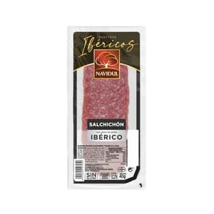 NAVIDUL Gran selección Salchichón con carne de cerdo ibérico, sin gluten y cortado en lonchas 40 g.