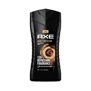 AXE Dark temptation Gel para hombre (3 en 1), con acción relajante y aroma a chocolate negro 250 ml.