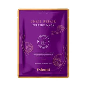 ESHUMI Mascarilla facial reparadora con baba de caracol y péptidos hidratantes.