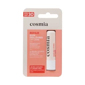 COSMIA Protector labial hidratador y reparador, con FPS 30, para labios secos y agrietados.