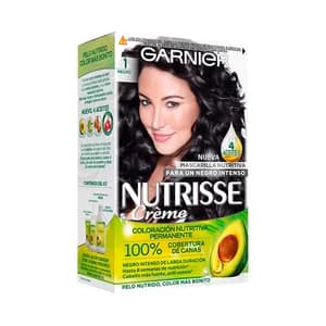 GARNIER Tinte de pelo permanente color negro, tono 1 GARNIER Nutrisse créme.