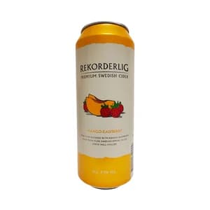 REKORDERLIG Cider de pera con un toque de mango y frambuesa lata 50 cl.