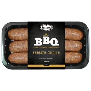 Bandeja con chorizos criollos especiales para barbacoa SERRANO 400 g.