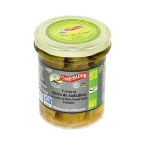 CAMPEADOR Melva de Andalucía, filetes en aceite de oliva virgen extra ecológica CAMPEADOR 135 g.