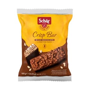 SCHÄR Barrita crujiente de chocolate con leche SCHÄR 105 g.