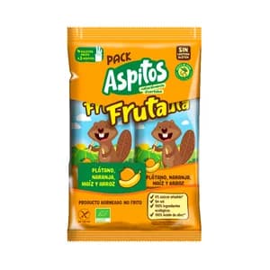 ASPITOS Snakcs infantiles ecológicos, horneados, de plátano, naranja, maíz y arroz 4 uds.