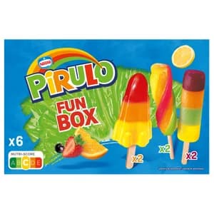 PIRULO de Nestle Fun box Polos de frutas (fuzz x 2, Mini pirulo tropical x 2 y fruit joy x 2) 6 x 50 ml.