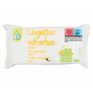 PRODUCTO ECONÓMICO ALCAMPO Toallitas limpia multisuperficies limón Esencial 50 uds.