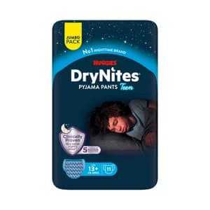 DRYNITES Pañales de noche (calzoncillos absorbentes) talla 13+ años, para niños de 48 a 60 kg. 11 uds.