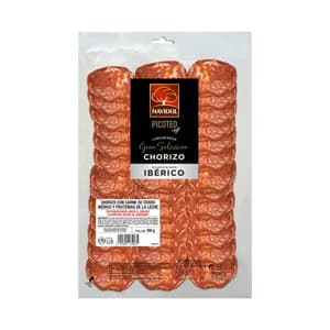 NAVIDUL Chorizo con carne de cerdo ibérico, sin gluten y cortado en lonchas NAVIDUL Gran selección 100 g.