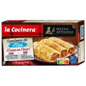 LA COCINERA Canelones de pasta fresca al huevo, rellenos de atún MSC Recetas maestras 530 g.