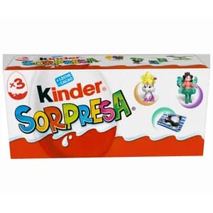 KINDER Sorpresa Huevos de chocolate con leche pack de 3 uds. 63 g.