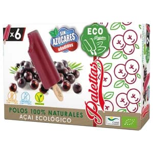 PALETTAS Polos de acai proviniente de agricultura ecológica 6 x 55 ml.