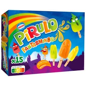 PIRULO Mini polos sin gluten, con formas de fantasmas de diferentes sabores y colores fantasmikos 15 x 15 ml.