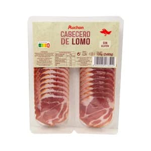 AUCHAN Cabecero de lomo embuchado, sin gluten y cortado en lonchas 2 x 60 g. Producto Alcampo