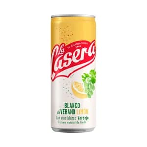LA CASERA Blanco de verano con vino blanco verdejo y zumo natural de limón lata 25 cl.