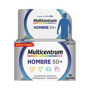 MULTICENTRUM Hombre 50 + Complemento nutricional específico para hombres de más de 50 años 30 comprimidos.