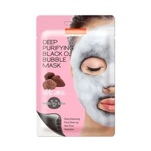 PUREDERM Mascarilla purificante con piedra volcánica y burbujas de oxigeno negro.