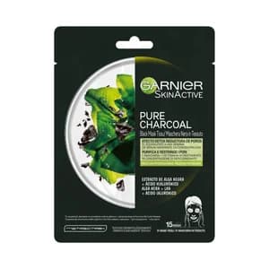 GARNIER Mascarilla de tejido, con extracto de alga negra, para pieles con poros dilatados GARNIER Skin active pure charcoal.