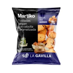 LA GAVILLA de Martiko Mini tostadas de pan con cebolla, especiales para ahumados 80 g.