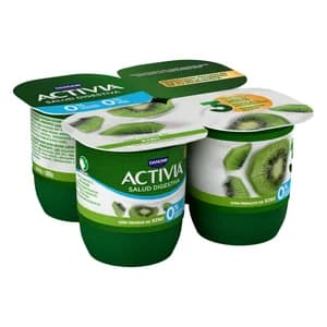 ACTIVIA Bífidus desnatado (0% materia grasa) con trocitos de kiwi de Danone 4 x 120 g.