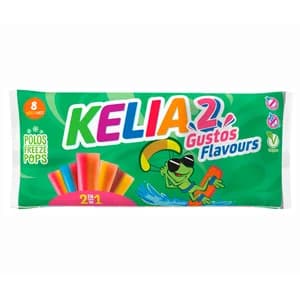 KELIA Bebidas refrescantes aromatizadas (golosinas para congelar con zumo de fruta) 8 uds. de 45 ml.