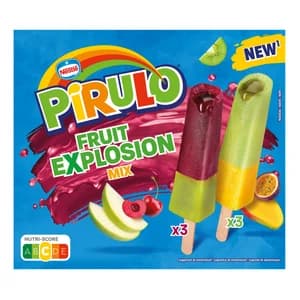 PIRULO Fruit explosion mix Sorbetes de frutas (manzana y cereza ácida) y (mango, fruta de la pasión y kiwi) 6 x 42 ml.