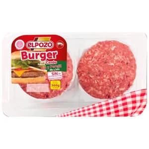 Bandeja con burger meat de cerdo con ajo y perejil EL POZO 4 x 90 g.