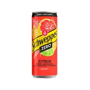 SCHWEPPES CITRUS ZERO Refresco sabor mandarina, lima, naranja y pomelo lata 33 cl.
