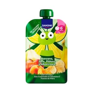 BLÉDINA de Danone Bolsita (pouch) de fruta (manzana, pera, plátano y albaricoque), a partir de 6 meses 100 g.