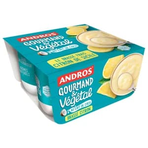 ANDROS Gourmand & vegetal Producto vegetal a base de coco con limón 4 x 100 g.